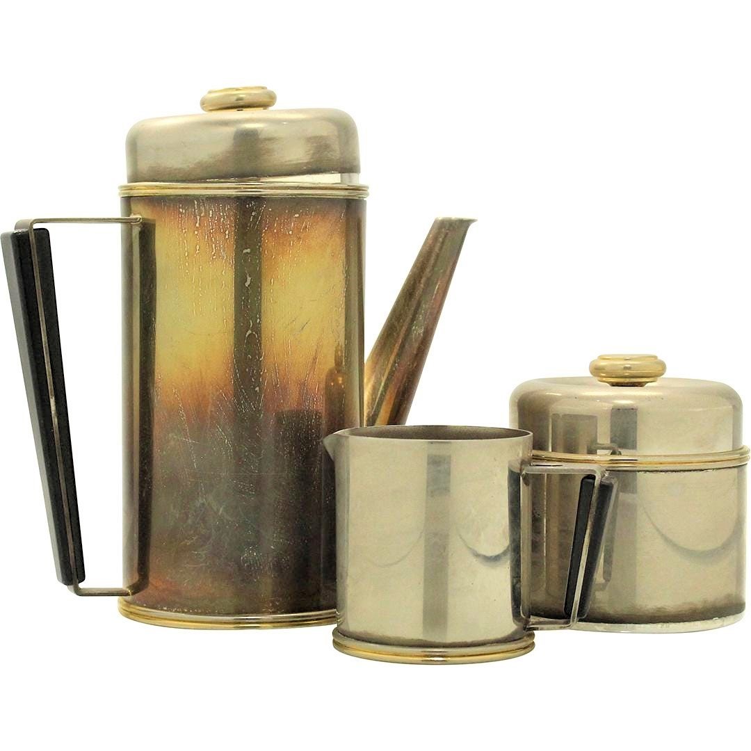 3 Pc Modern Design Stainless Teapot Sugar Creamer (1 of 6)
