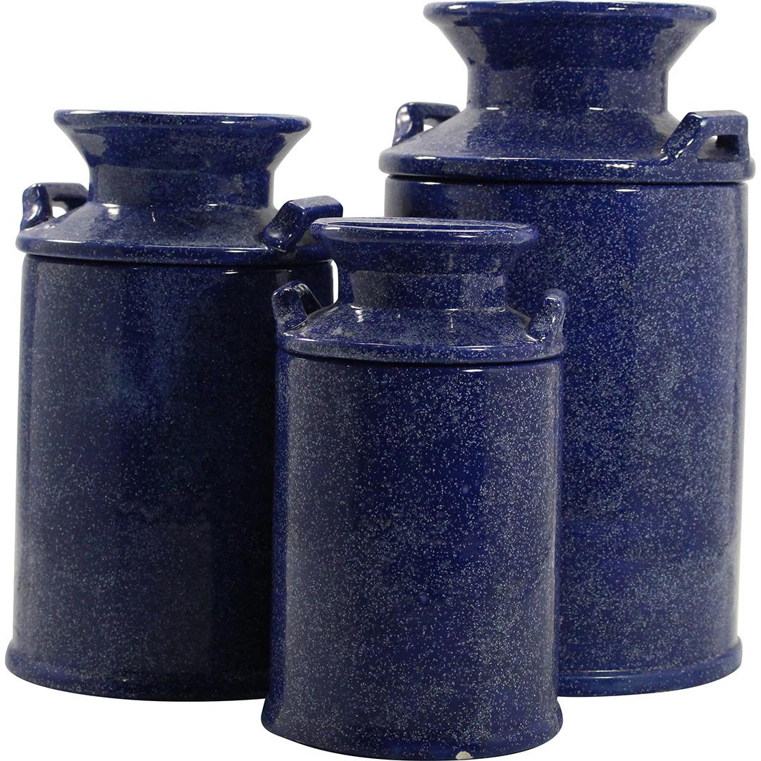 [3] Graduated Size Ceramic Blue "Milk Can" Canister Set (1 of 10)