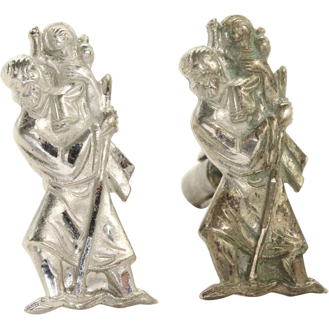 Sterling Silver Unique Pair Religious Figure Cuff Links (1 of 5)
