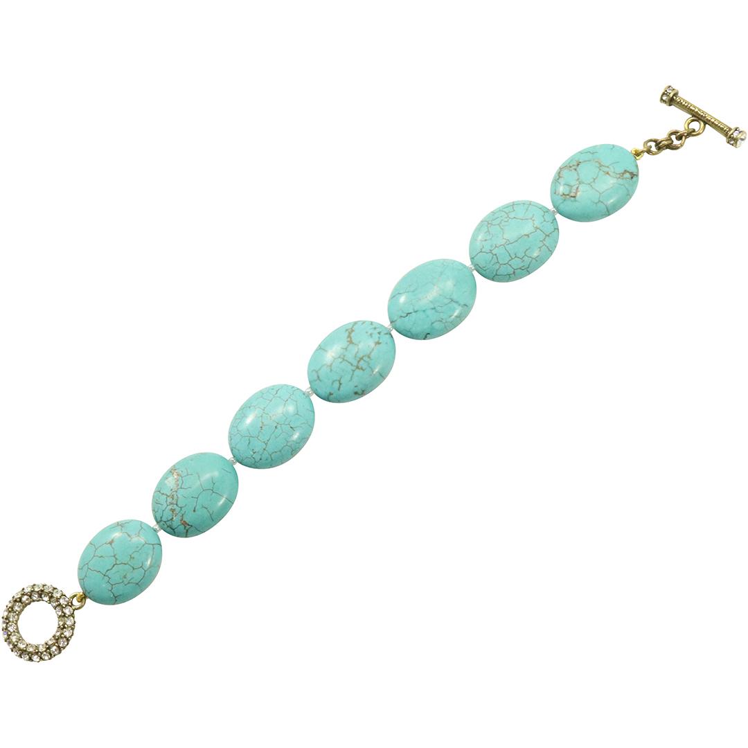 Heidi Daus, Fashion Bracelet, Turquoise Stones and CZs (1 of 5)