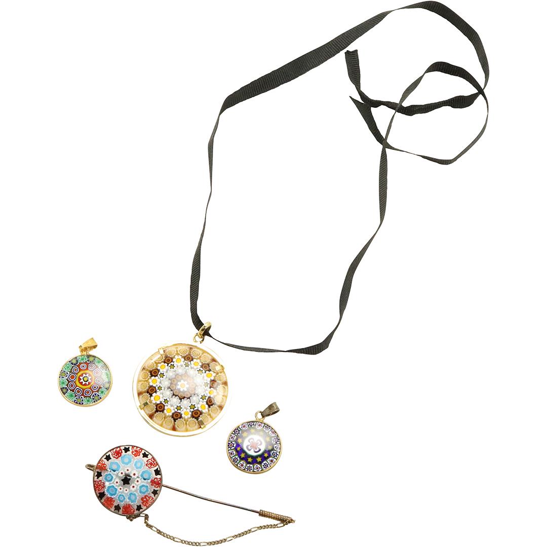 [4] Millefiori .925 Sterling Bail, [3] Pendants [1] Pin (1 of 6)