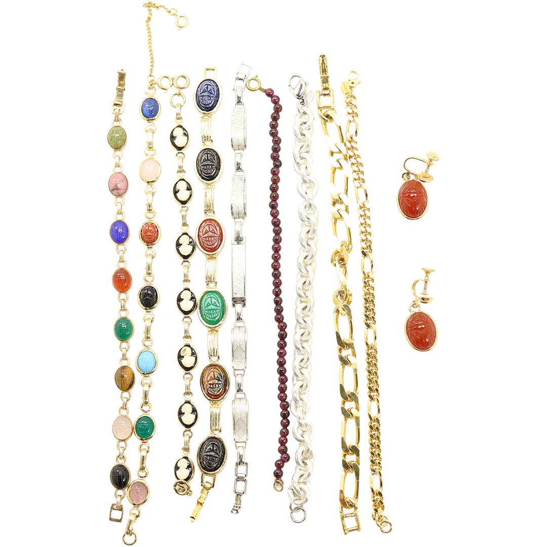 9 Fashion Glamour Bracelets and 1 Pair Scarab Earrings (1 of 6)