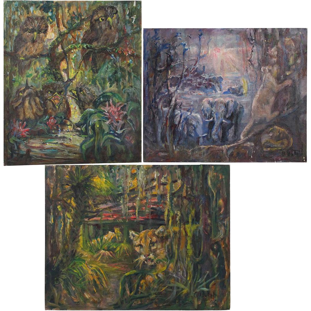Patricia Bott, [3] Oil/b Paintings Animals in Jungle (1 of 12)
