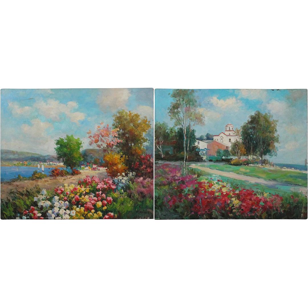 Marino, 2 Signed Italian Summer Landscape Oil Paintings (1 of 6)