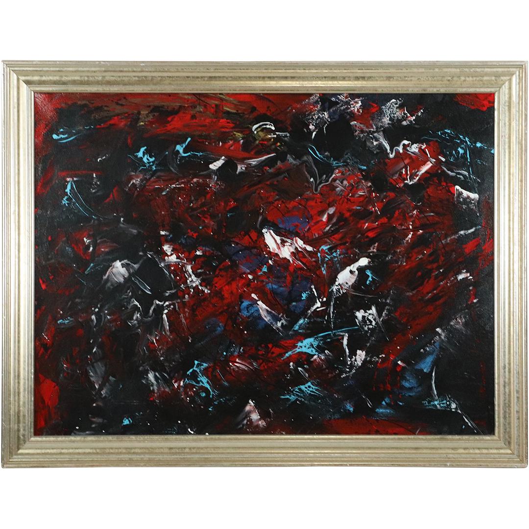 Pulgini, Mid-Century Dark Abstract Black Red Blue White (1 of 8)