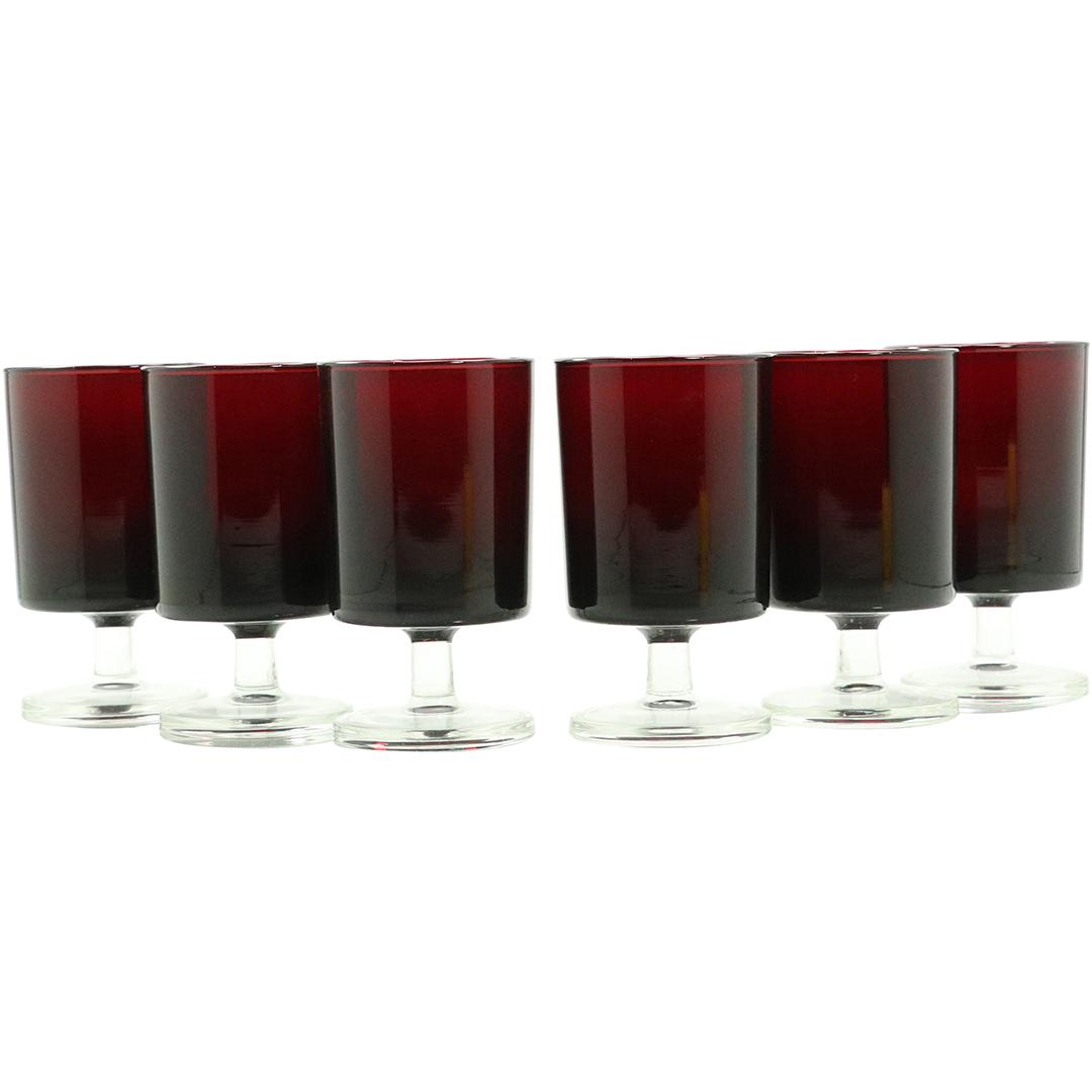 [6] Ruby Red with Clear Stem Base Cordial Glasses (1 of 7)