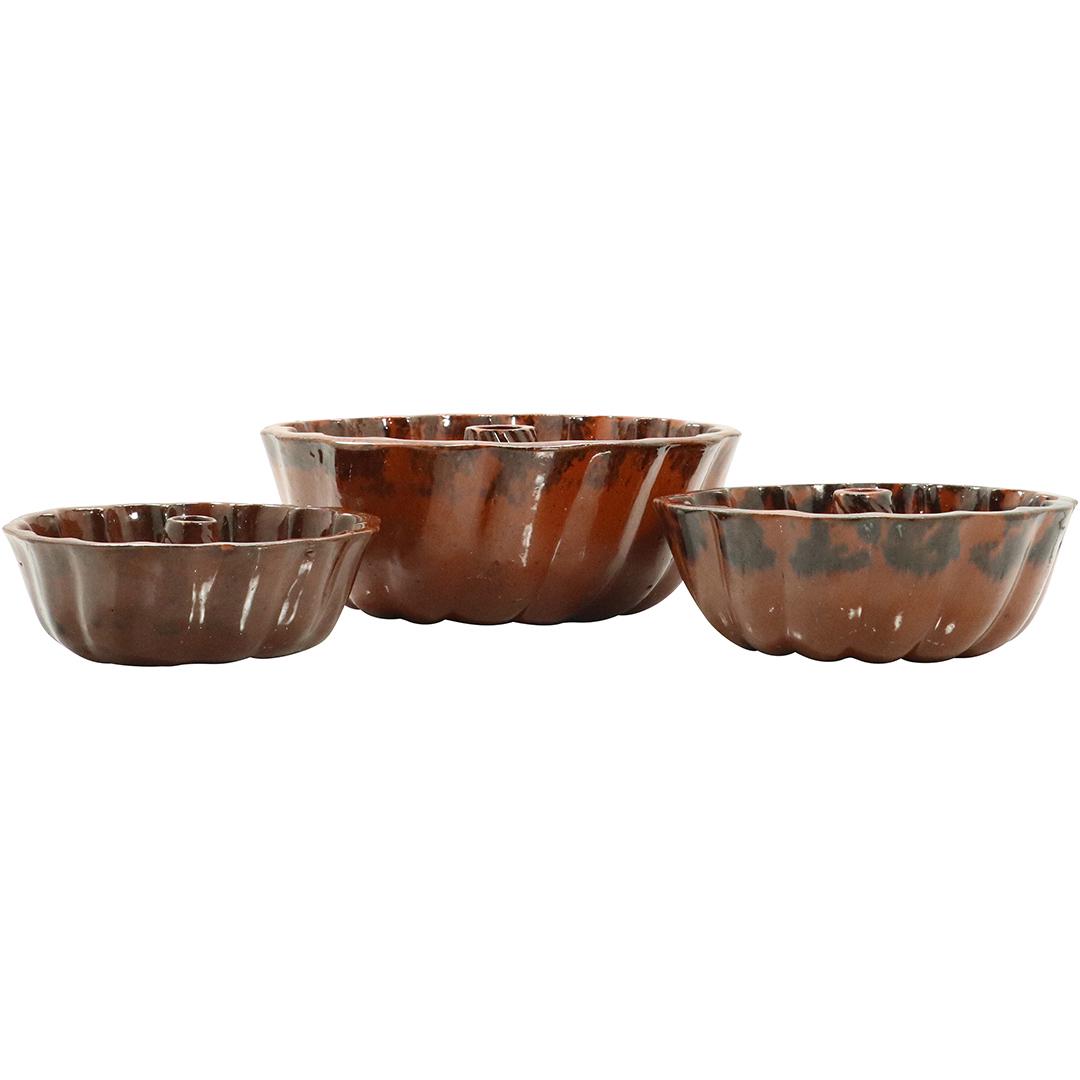 [3] Red Ware Pottery Graduated Sizes Baking Molds (1 of 6)