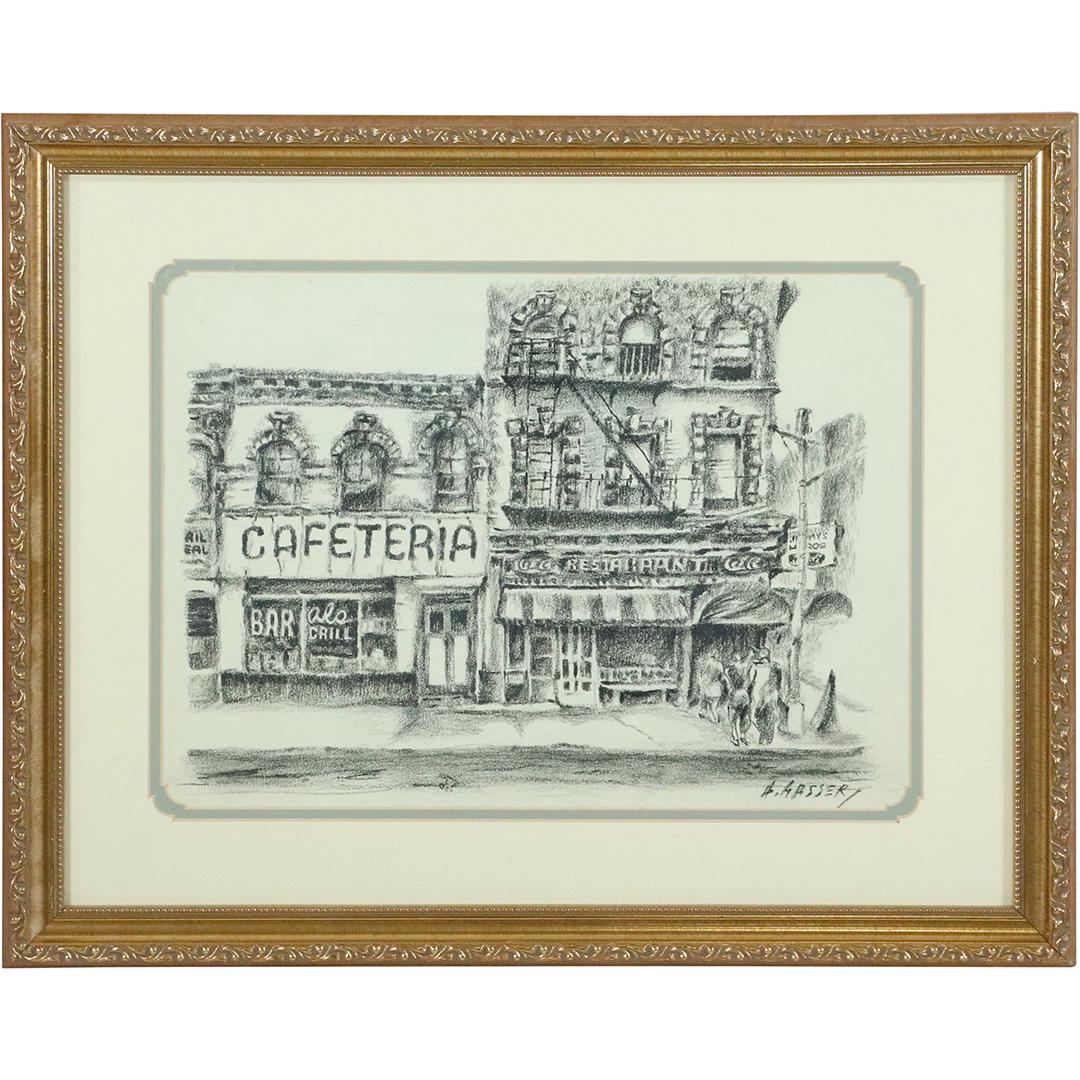 H Gasser, Graphite Drawing Cafeteria, Bar Grill Stores (1 of 7)