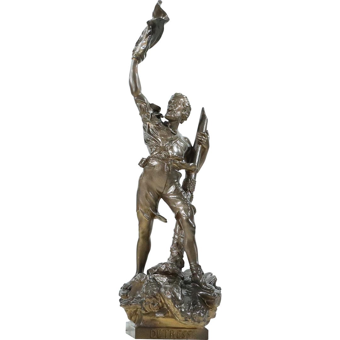 Arthur Waagen 1833-1898 Cast Metal Heroic Figure: Arthur Waagen 1833-1898 Cast Metal Heroic Figure titled: Detresse. Signed : Waagen. Finish has been re-done. Size: 28.5h x 10w. ASKart:Arthur Waagen (1833 - 1898) was active/lived in Germany, France, 