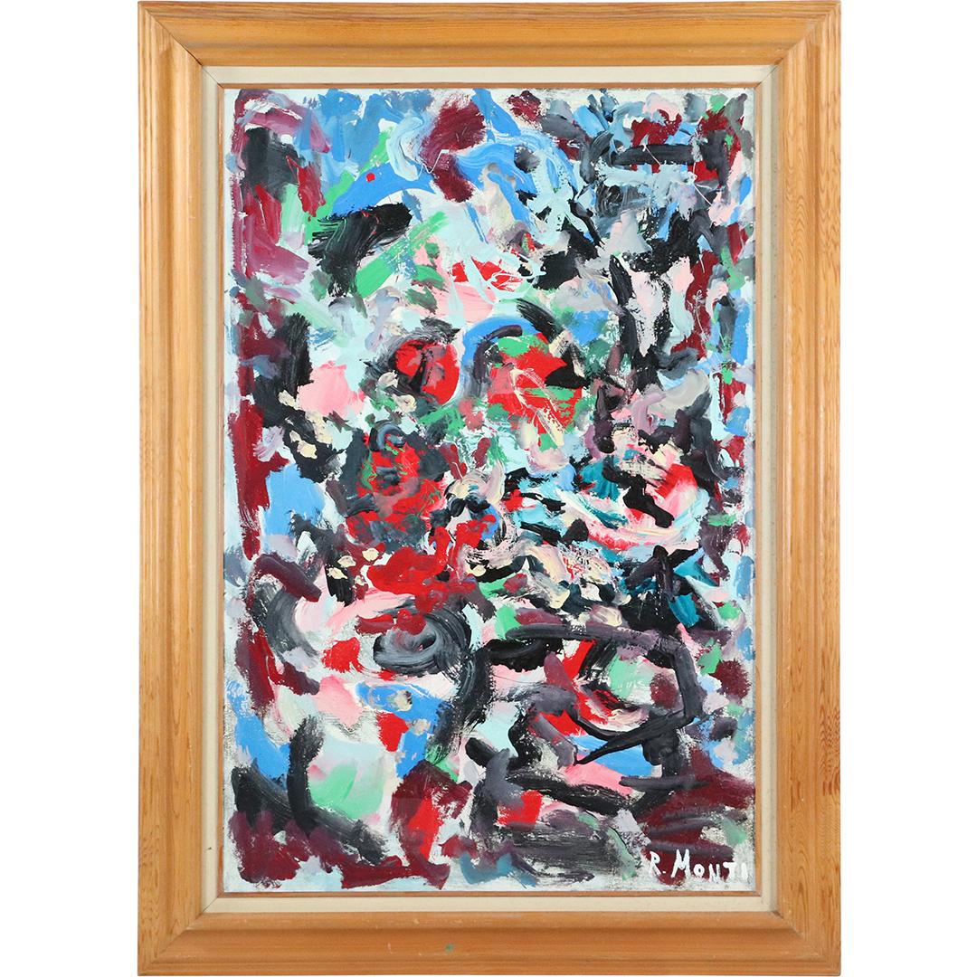 R Monti Mid-Century Large Size Abstract Composition O/c (1 of 9)