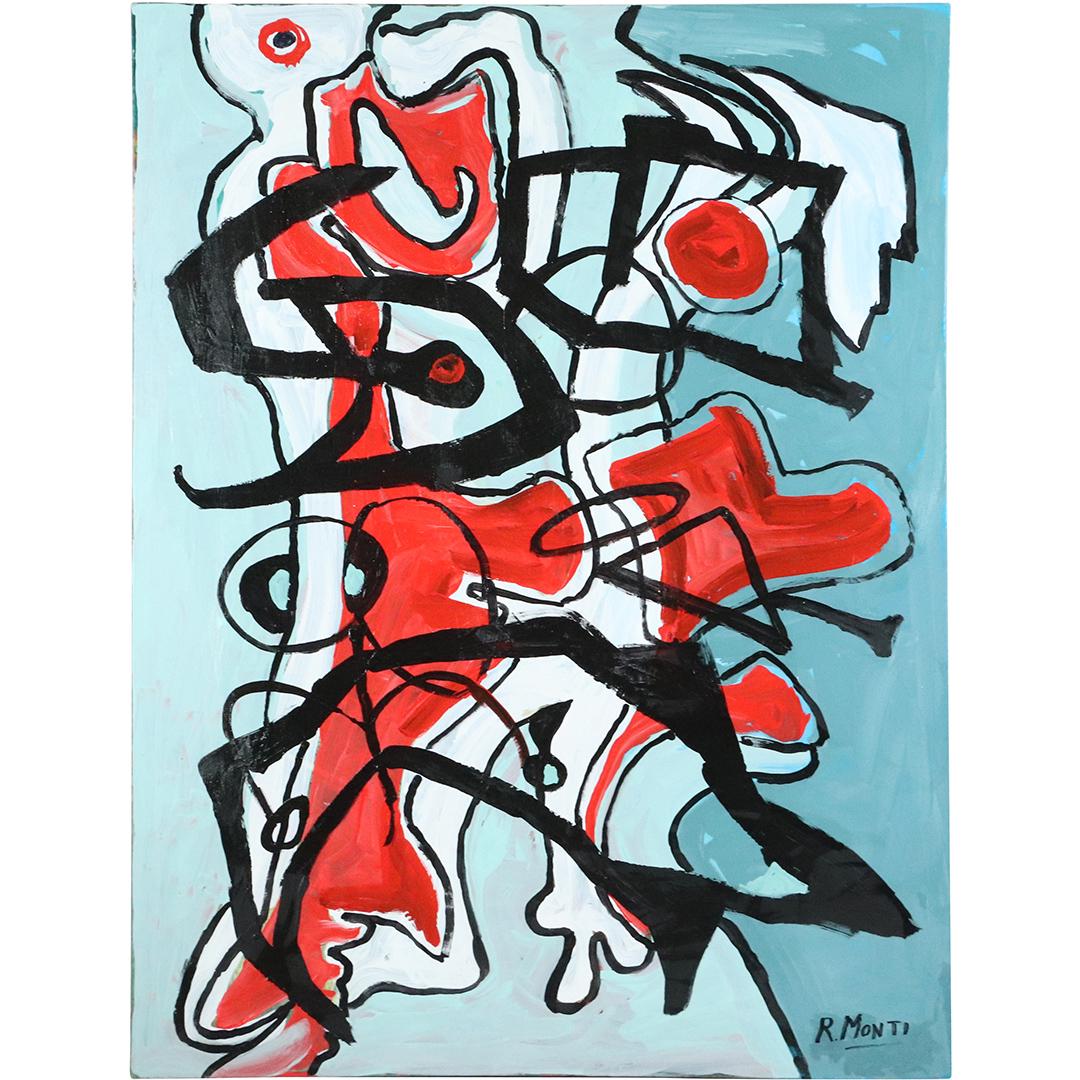 R Monti, Mid-Century Modern Abstract Composition O/c (1 of 9)