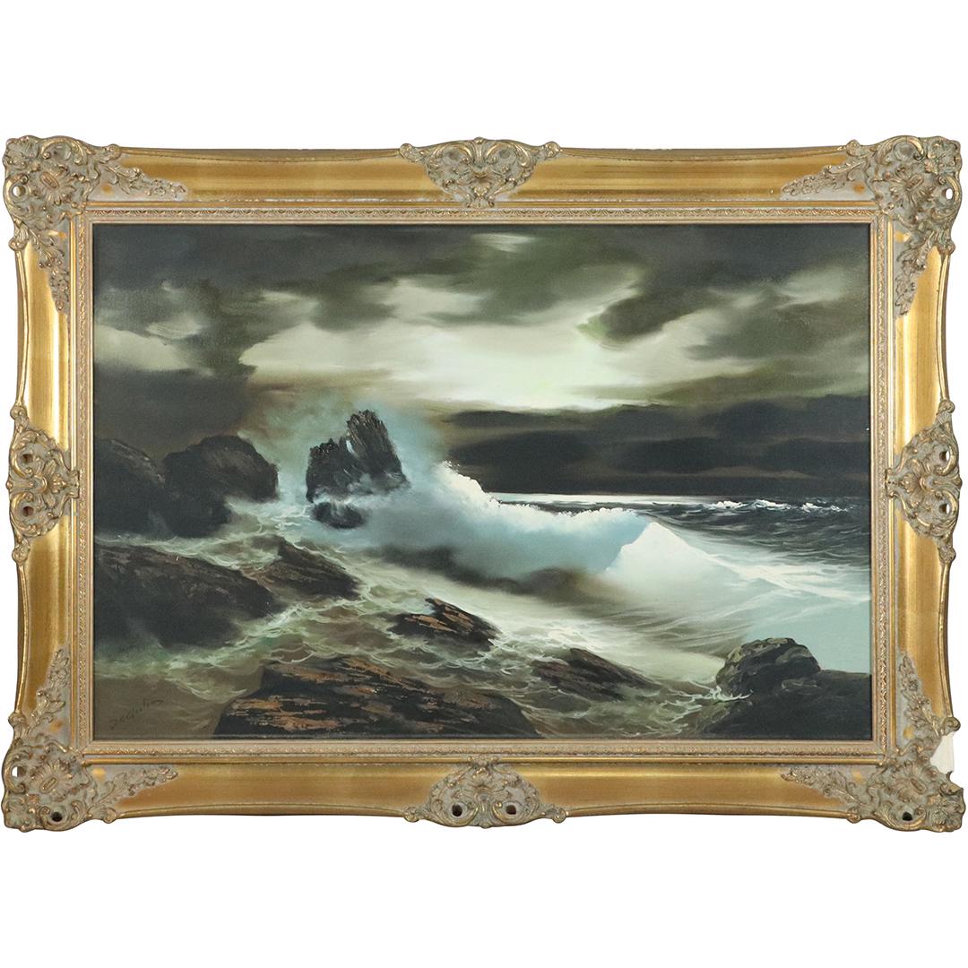 De Giulio, Vintage Oil/c Seascape Waves Painting (1 of 8)
