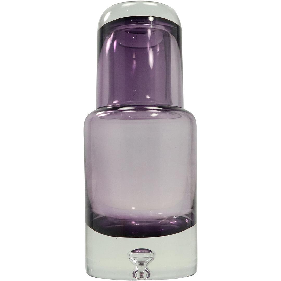 Mid-Century Amethyst Glass Bed Stand Water Bottle & Cup (1 of 5)