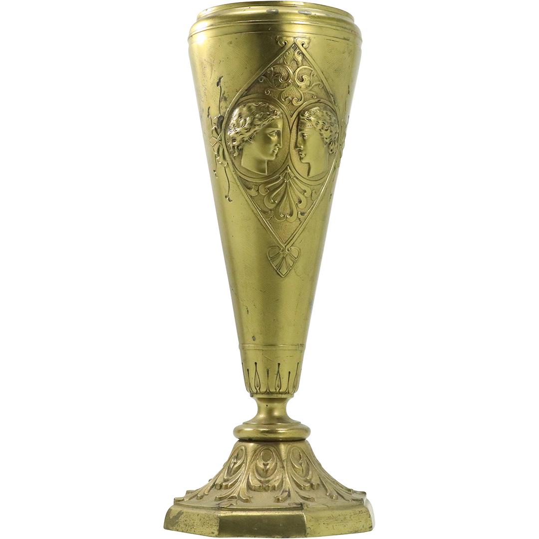 19th C. Greek Revival Bronze Vase with Faces (1 of 8)