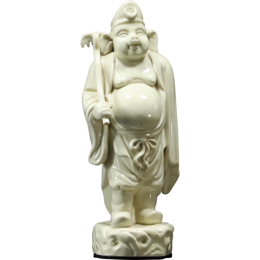 Unique Oriental White Porcelain Pig Head Buddha Figure (1 of 8)