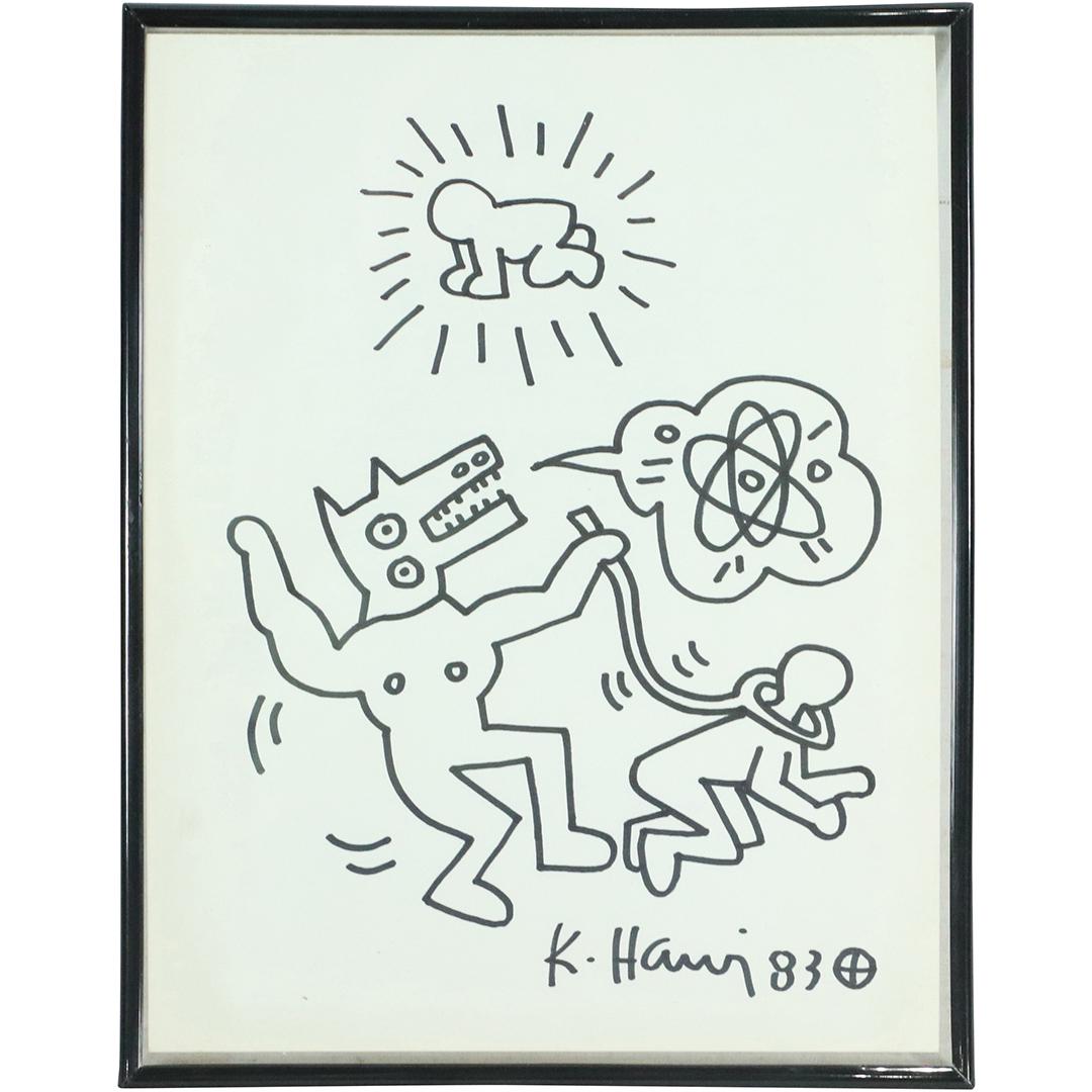 Keith Haring(after); 20thC. Felt -Tip Drawing Signed (1 of 7)