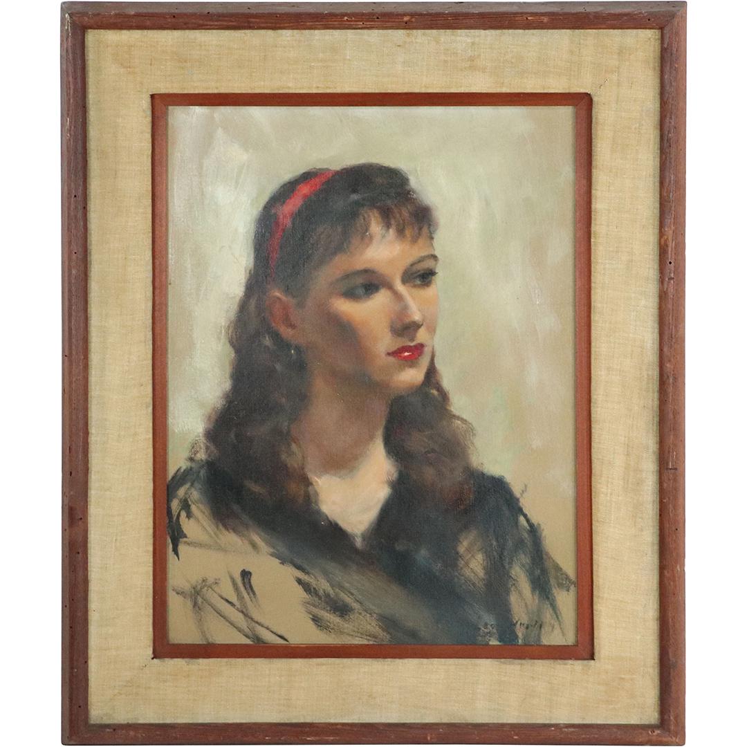 Leon Kroll; 20thC. American Oil Portrait Signed: Leon Kroll; 20thC. American Oil Portrait Signed . Oil on canvasboard. Portrait of a Young Girl. Signed lower right; 23in. x 17in.(image size), 31in. x 25in.(framed)