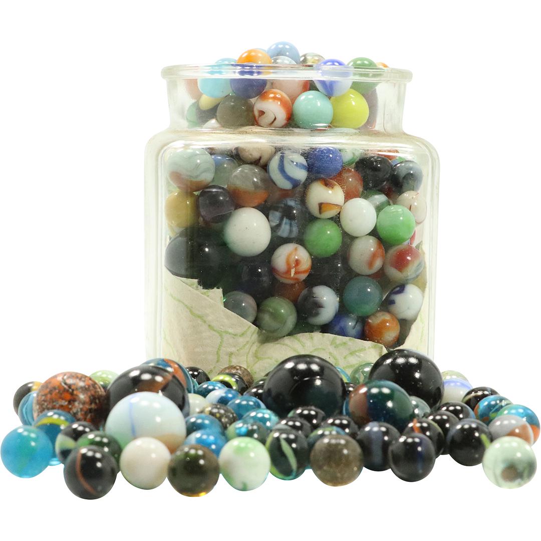Glass Jar Full of Assorted Vintage Marbles (1 of 9)