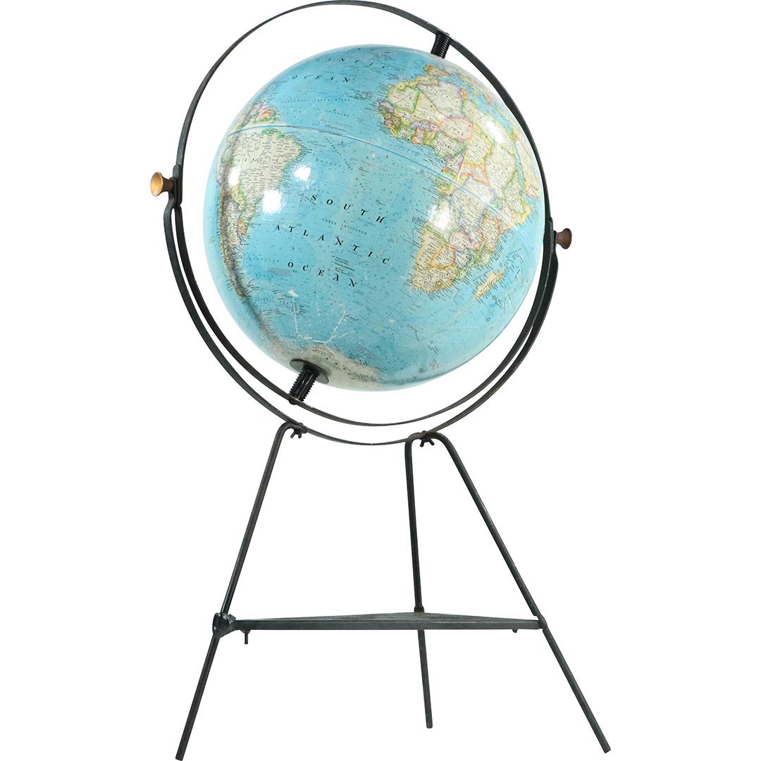 Mid-Century Modern World Globe on Metal Axis Stand (1 of 8)