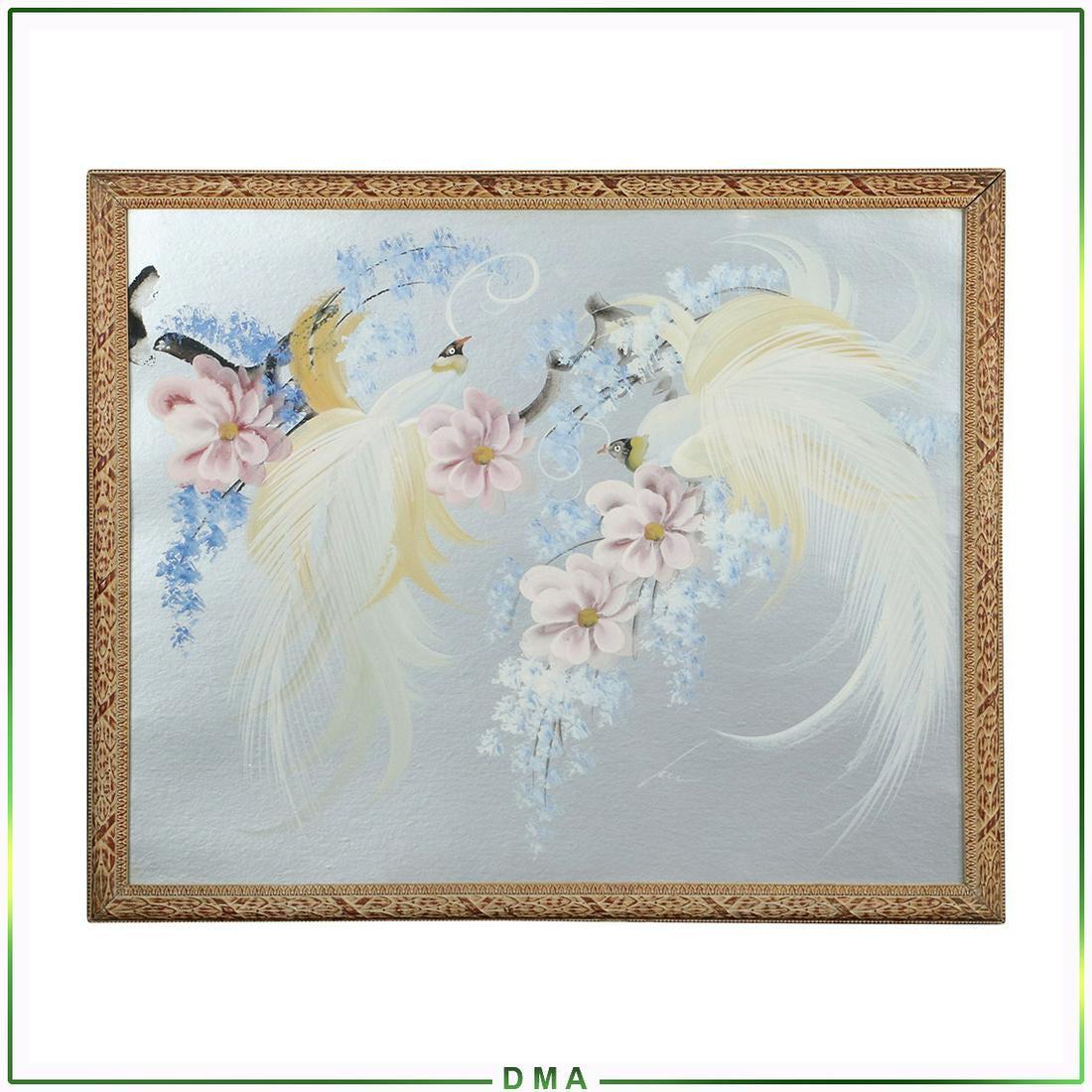 Mid-Century Modern Paint Airbrush Birds on Branch (1 of 9)