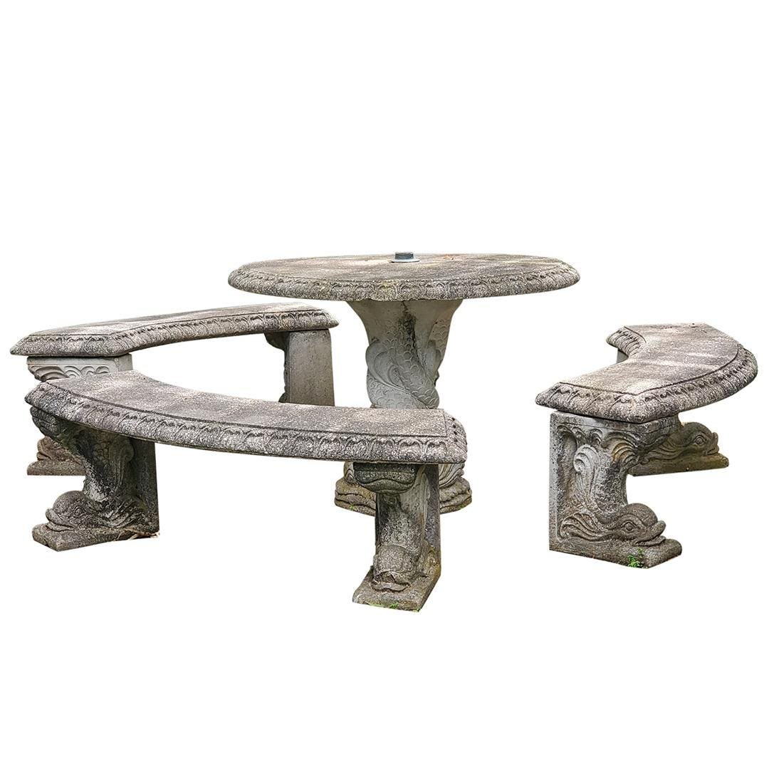 Henri Studio, Stone Outdoor Serpent Table and Bench Set (1 of 16)
