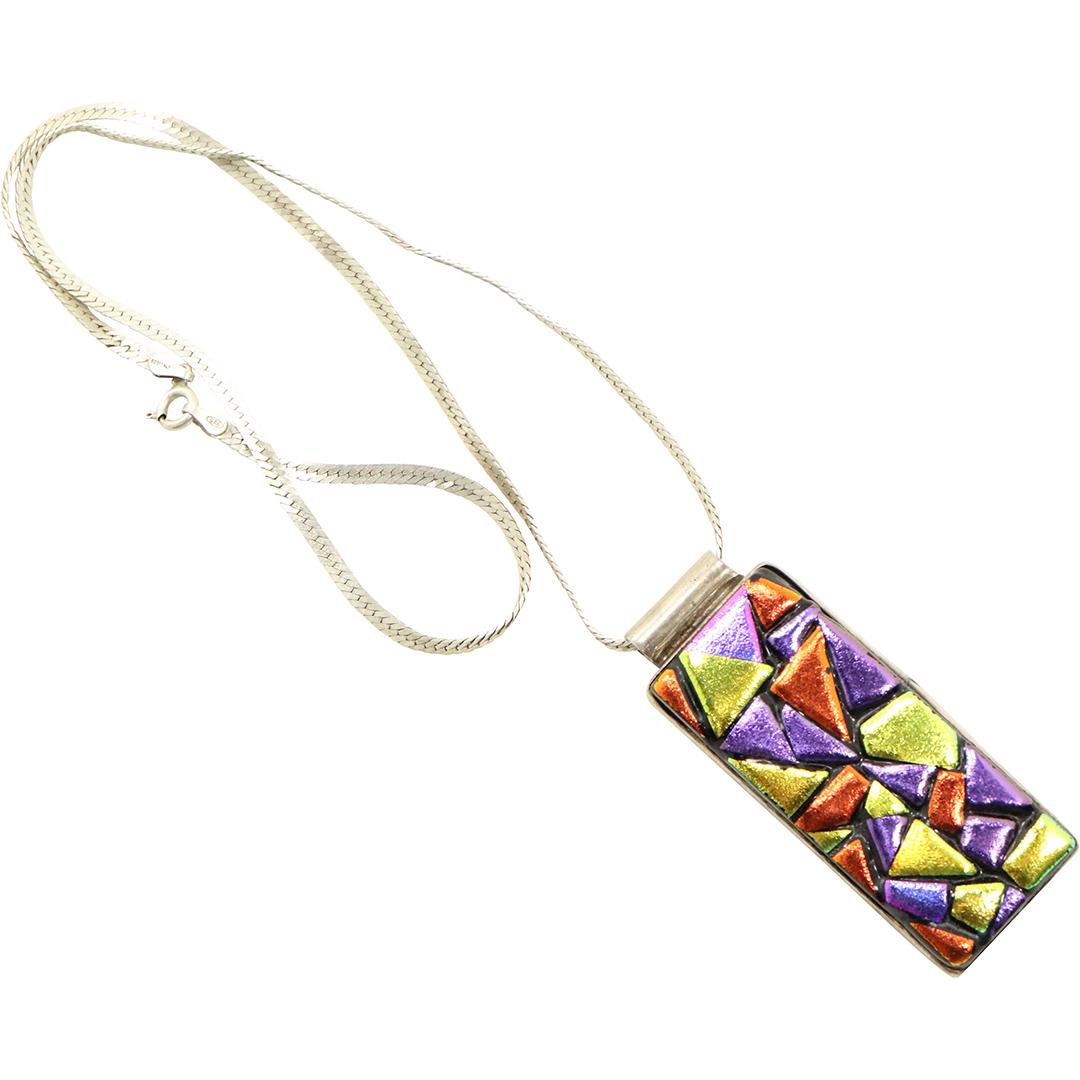 .925 Sterling Silver Foil Stone Pendant Necklace (1 of 6)