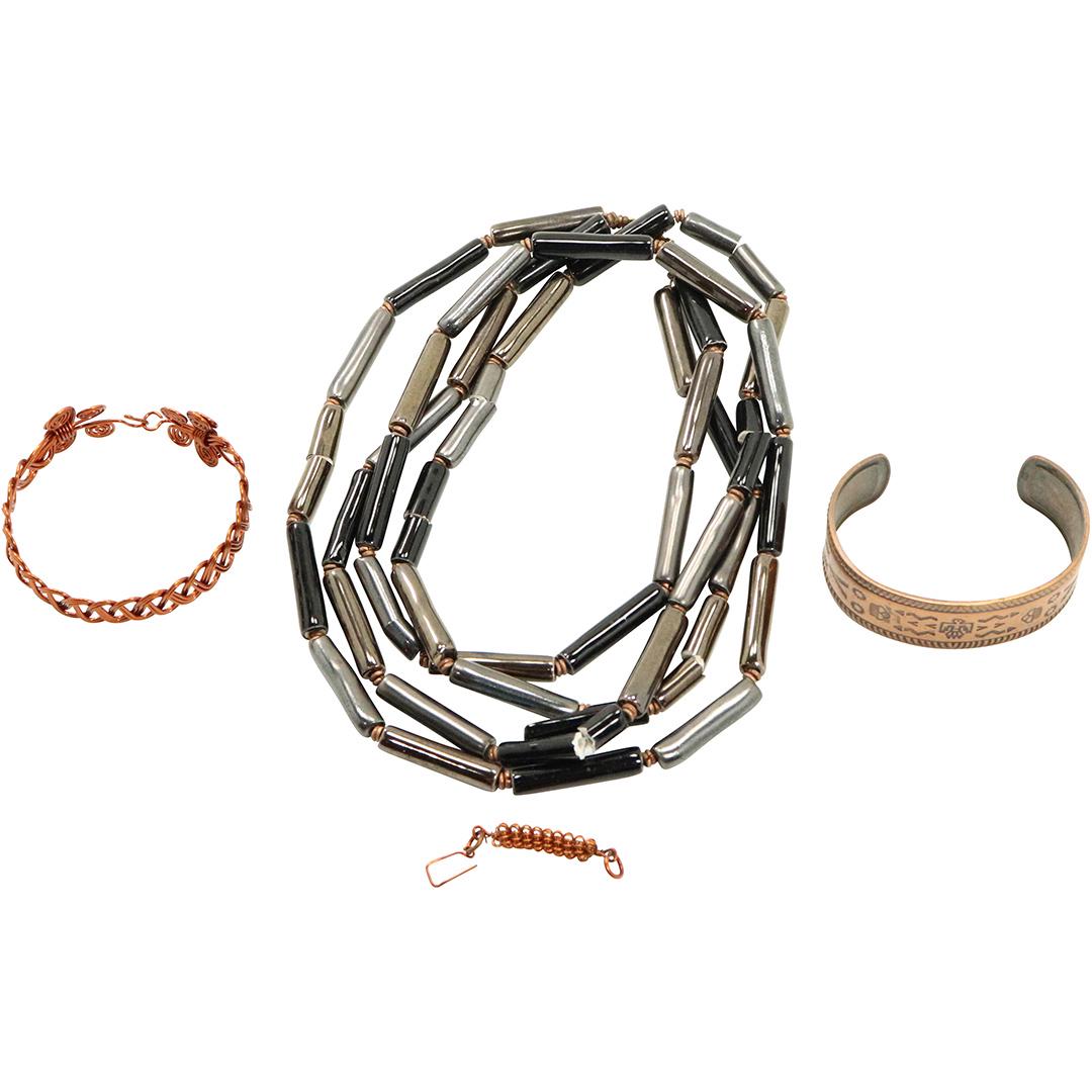 2 Copper Bracelets and Black Onyx Bead Copper Necklace (1 of 8)