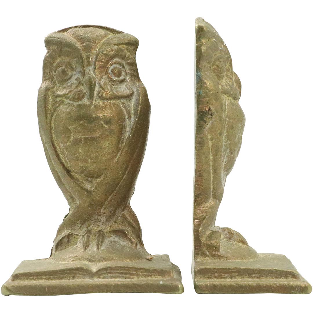 Circa 1920s Solid Bronze Cast "Owl" Figure Bookends (1 of 5)