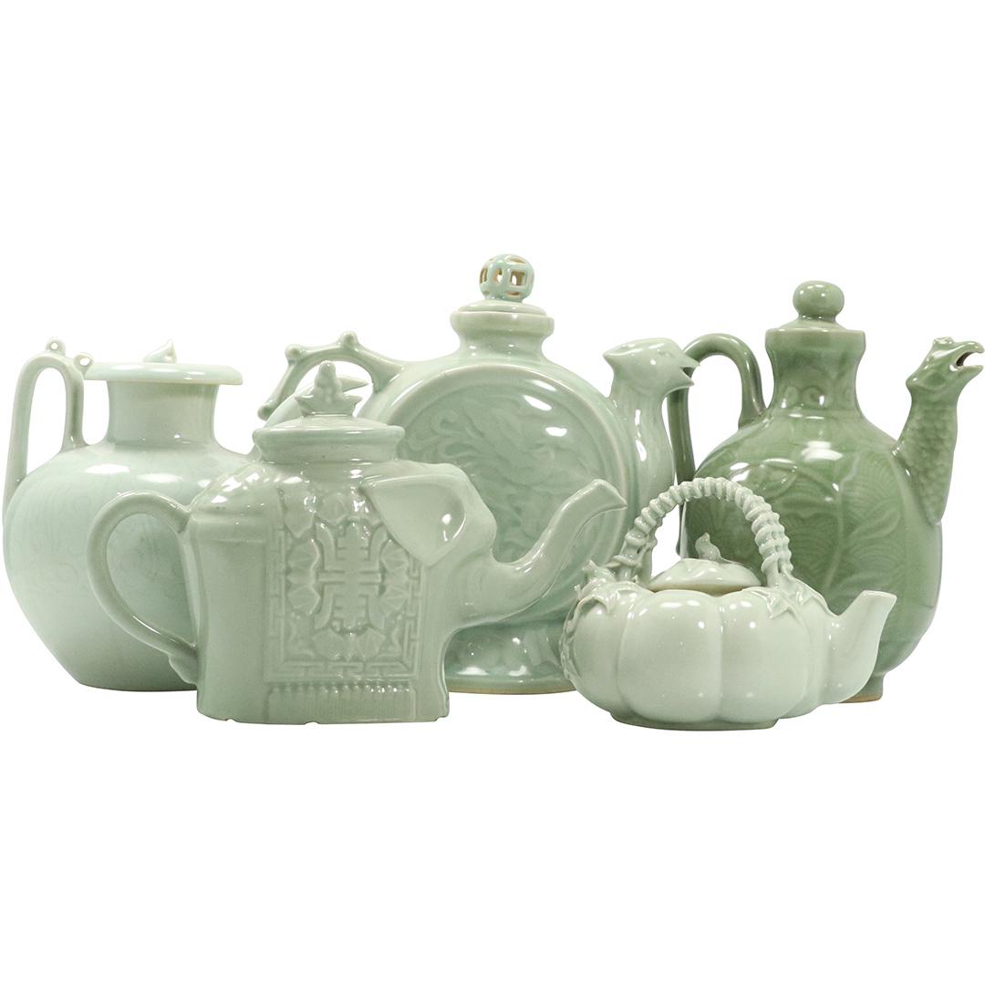 5 Assorted Green Celadon Decorative Porcelain Tea Pots (1 of 14)