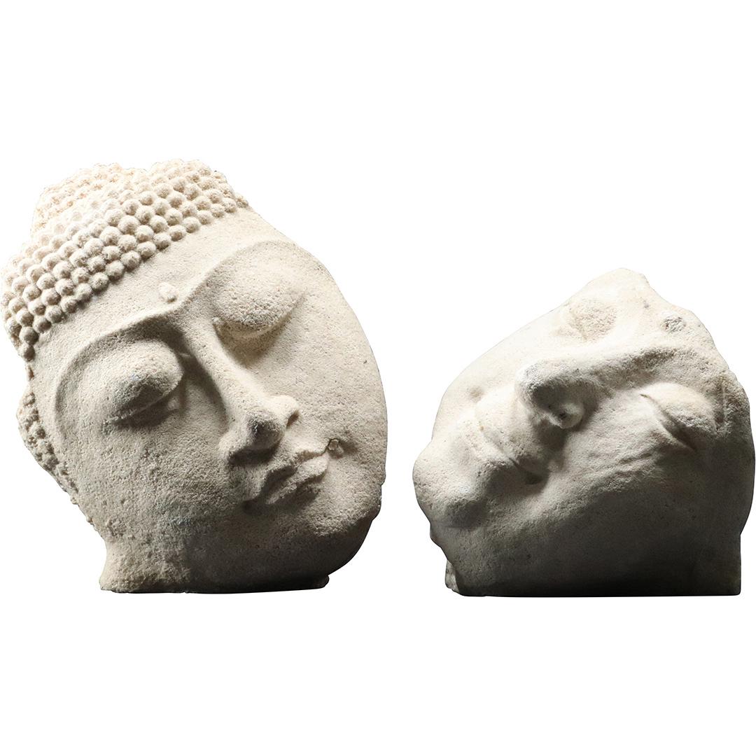 [2] Cast Stone Asian Oriental Head, Face, Garden Relics (1 of 7)