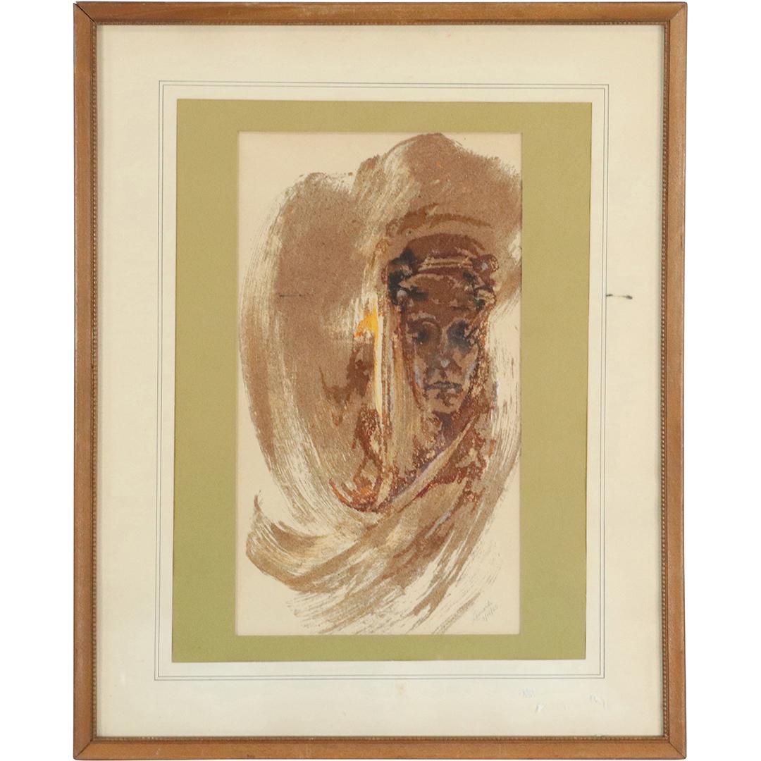 Leonardi 1965, Lithograph, Brown Face Portrait (1 of 7)