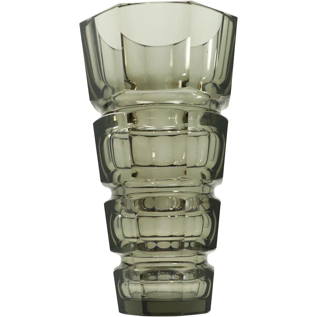 Moser Art Deco Smoked Glass Vase (1 of 6)