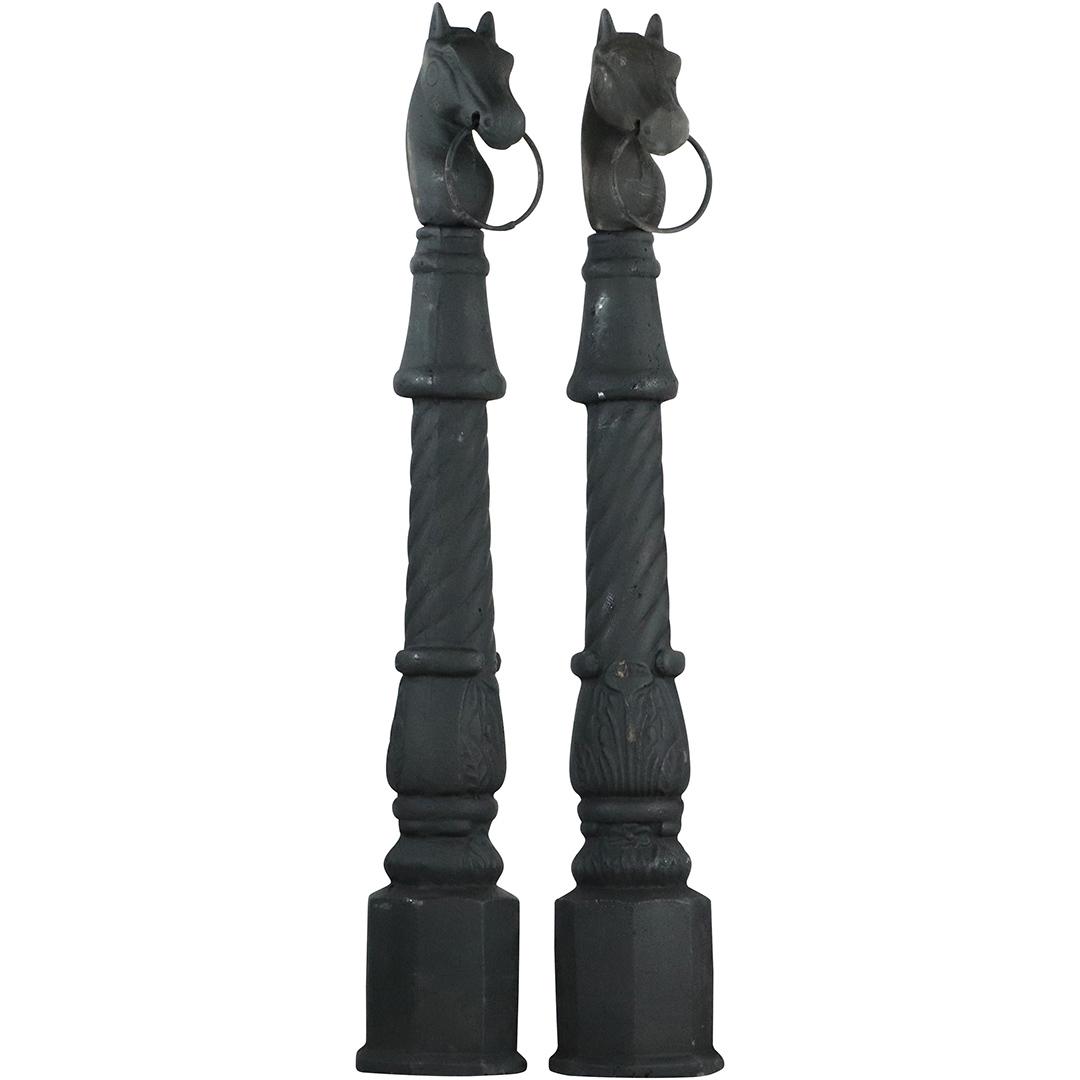 [2] Two Cast Iron Horse Head Hitching Posts (1 of 11)