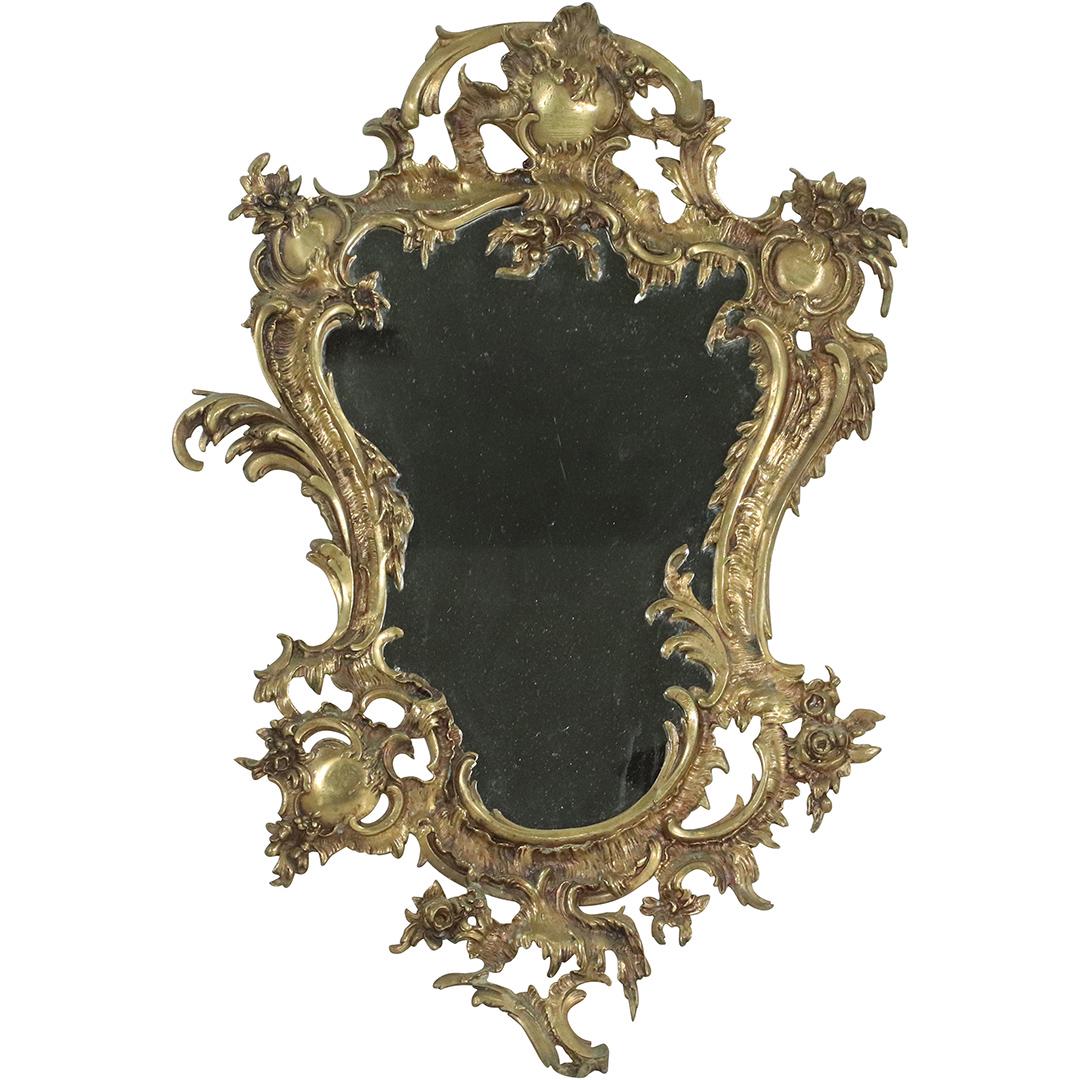 French Victorian Rococo Bronze Framed Wall Mirror (1 of 7)