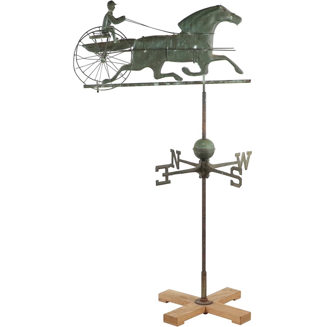 Vintage Brass and Copper "Sulky" Weathervane on Stand (1 of 11)