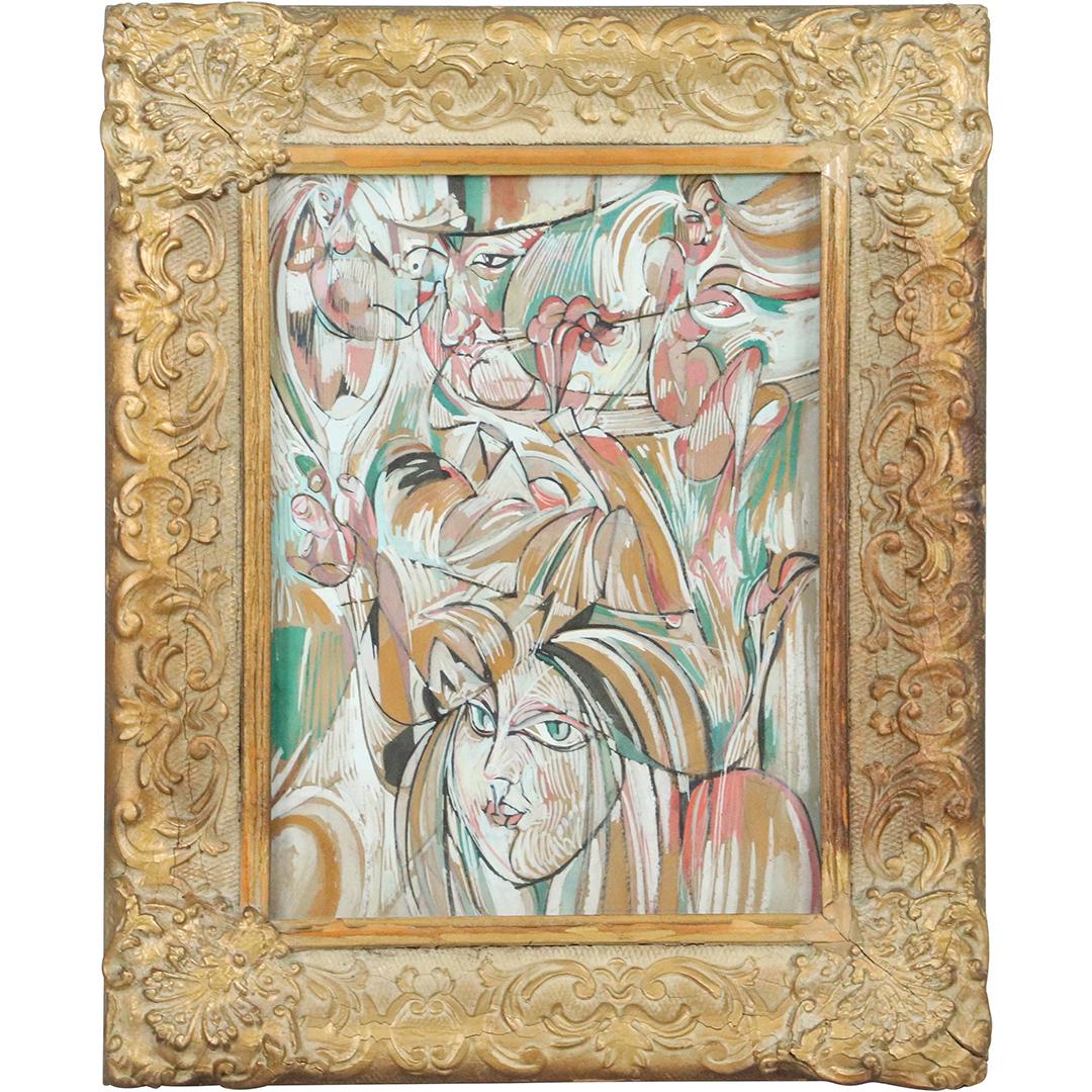 Modernism Abstract Faces, Figures Oil Painting, Framed (1 of 6)