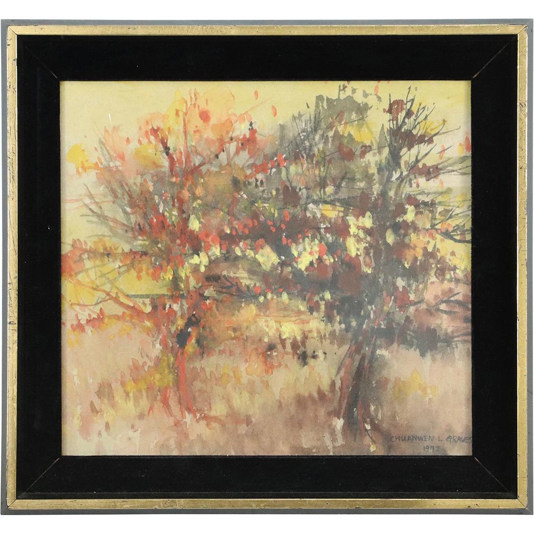 Chuanwen L Graves, Watercolor Painting Autumn Trees (1 of 7)