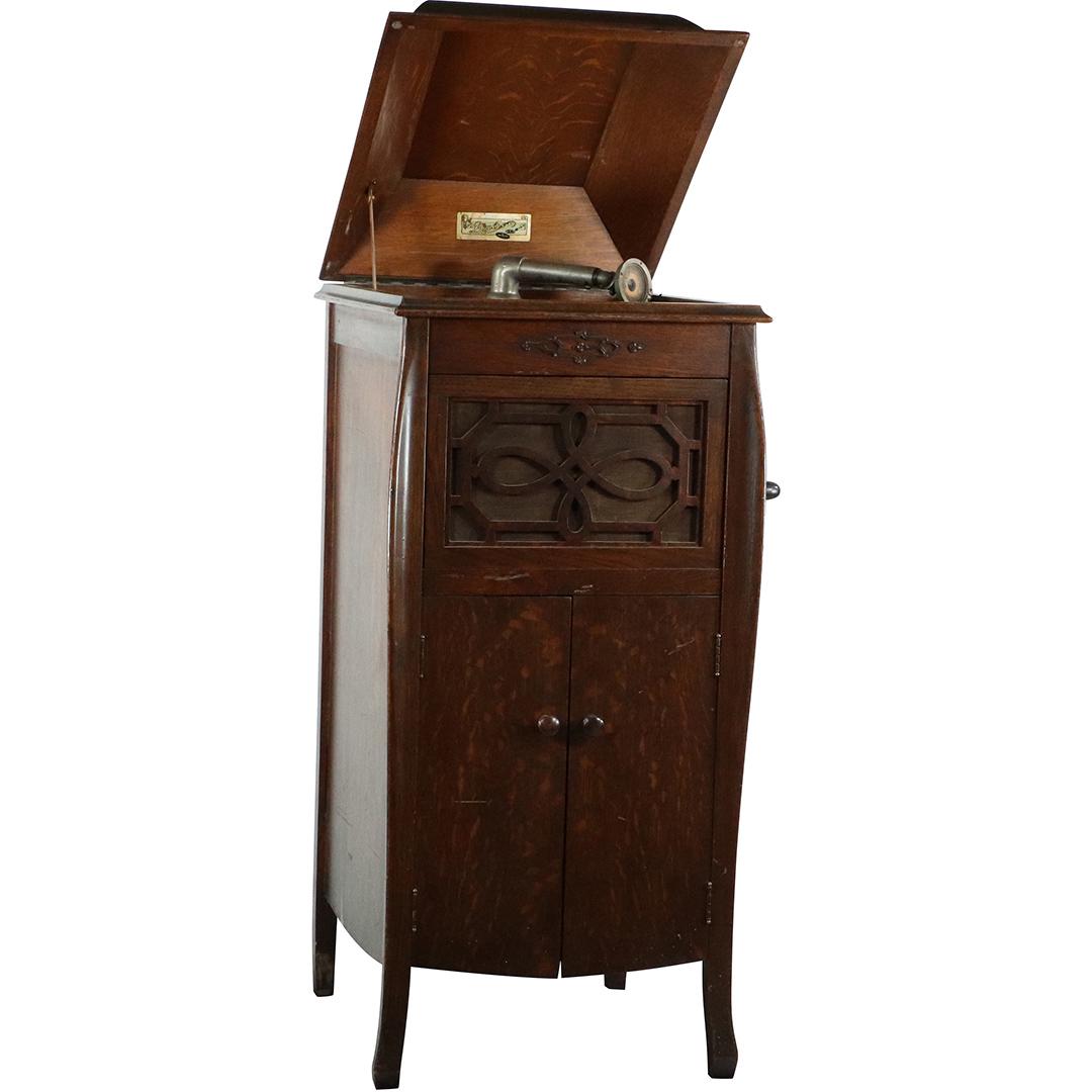 Dalion Tall Oak Case Wind-Up Victrola Record File Base (1 of 12)