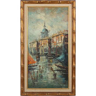 Rodoth, Vintage Oil Painting Venetian Scene, Signed: Rodoth, Vintage Oil Painting Venetian Scene, Signed. Oil on canvas. Original frame. Size: 24 x 10 , outside of frame: 28 x 16