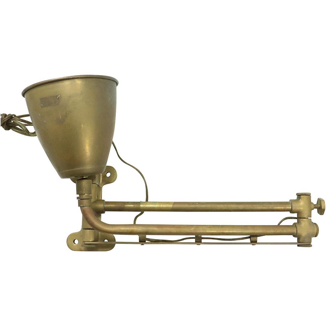 Vintage Brass Wall Mount Fold Out Lamp with Brass Shade (1 of 8)