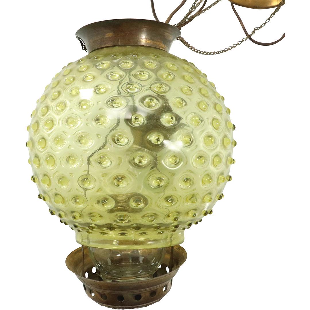Victorian Yellow Hobnail Glass Round Pull Down Fixture (1 of 7)