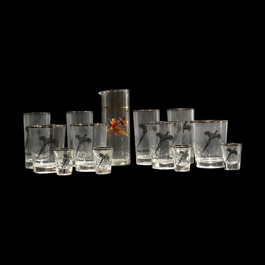 13 Pcs. Assorted Pheasant Pitcher & Graduated Glasses (1 of 10)