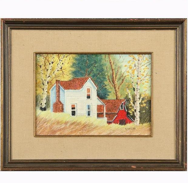 Webb, Oil Painting of Farmhouse and Barn (1 of 7)