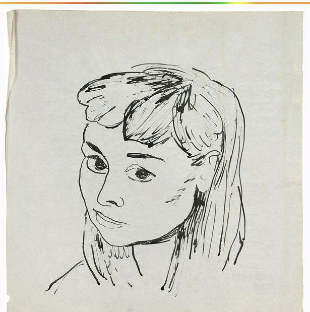 Raphael Soyer, Pencil Signed Ink Portrait Young Girl (1 of 5)