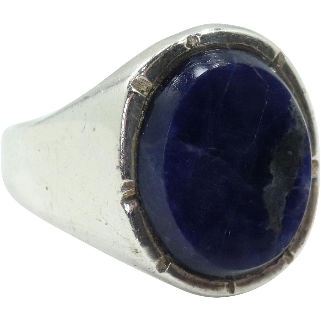 .925 Sterling Silver TE-23 Mexico Lapis Stone Mens Ring (1 of 5)