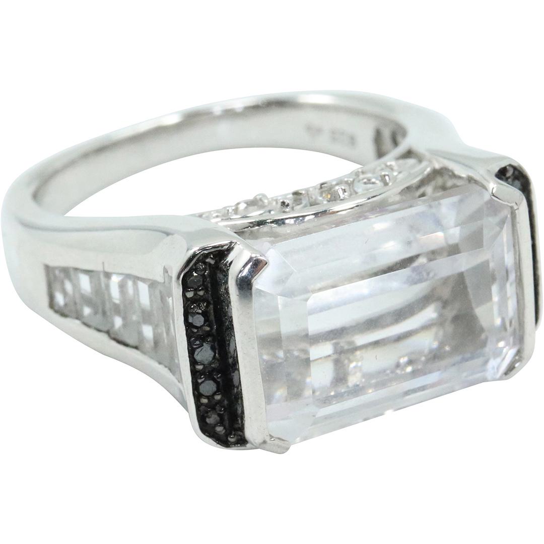 .925 Sterling Silver White Clear Amethyst & Spinel Ring (1 of 5)