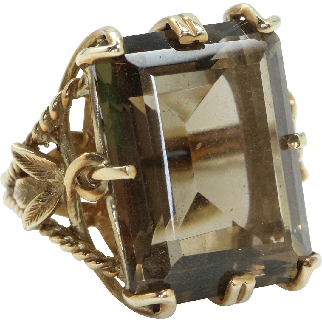 10K Gold Smokey Topaz Cocktail Ring Size 6.5 (1 of 5)