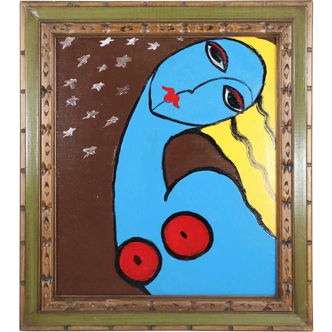 Pulgini, Mid-Century Modern Oil/b Abstract Blue Woman (1 of 7)