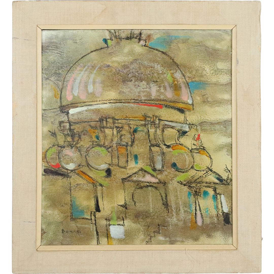 Lazzaro Donati 1926-1977 Italy Oil/b Abstract Cityscape (1 of 8)