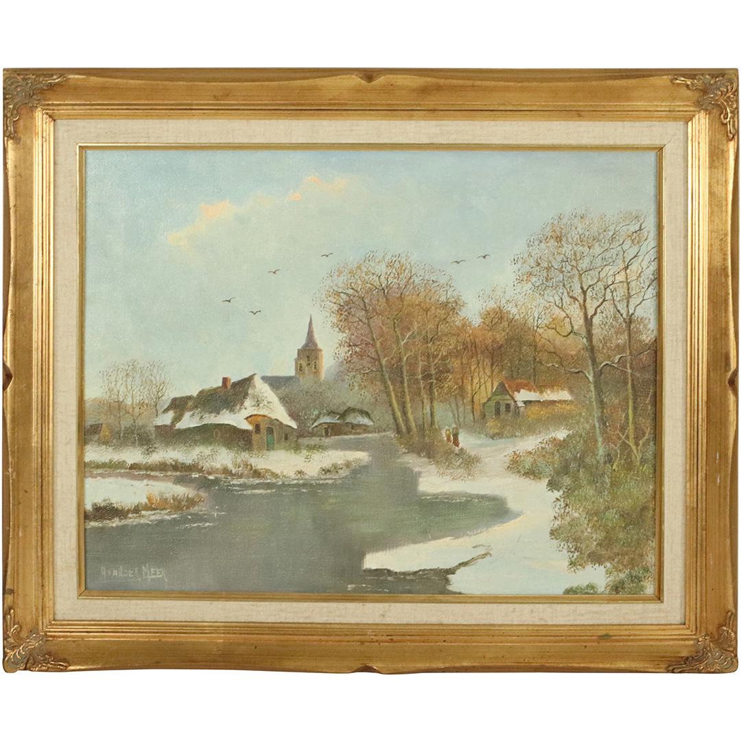 A Vander Meer, Oil/c Winter Stream Outside Village (1 of 15)